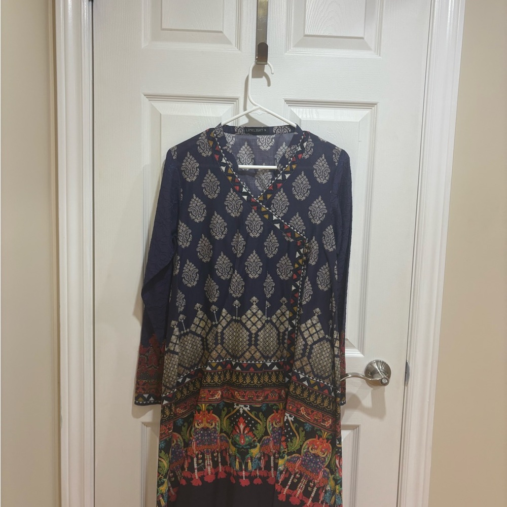 Limelight Navy Blue Printed Kurta